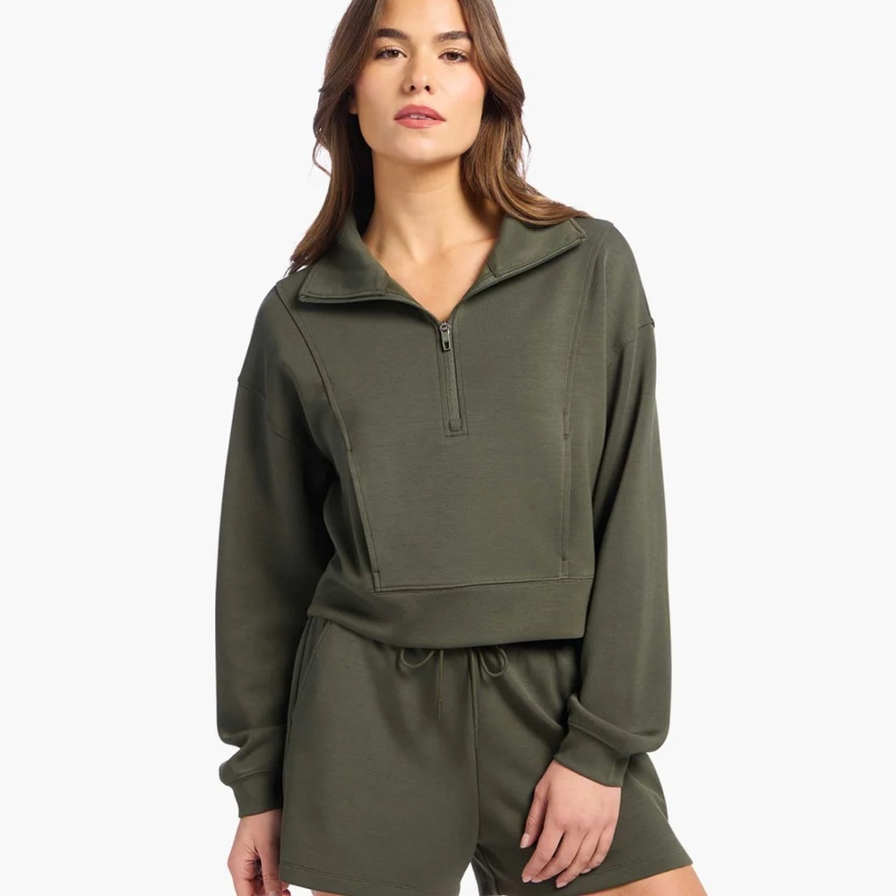 Olive Green Women's Half-Zip Pullover